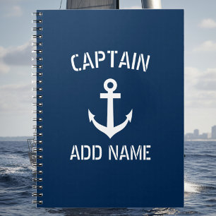 Personalized boat captain nautical anchor notebook