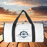 Personalized Boat Captain Vintage Nautical Wheel Duffle Bag<br><div class="desc">Chic custom boat captain duffel bag for an ocean liner company featuring a navy blue boat steering wheel. This vintage nautical themed design is perfect for a ship helmsman near the beach. Personalize with your name.</div>