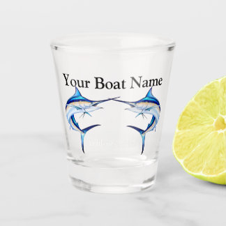 Personalized Boat Name Double Marlin Shot Glass