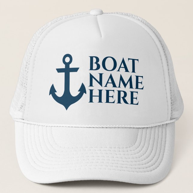 Personalized Boat Name Hat for Boat Owners (Front)