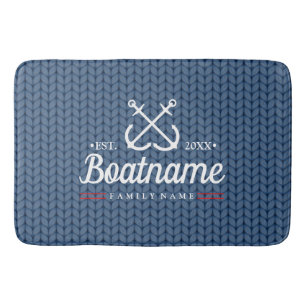 Personalized Boat Name Nautical Knitted Bath Mat