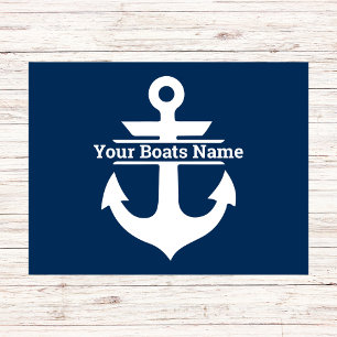 Personalized Boat Name Nautical Navy Blue Anchor Doormat