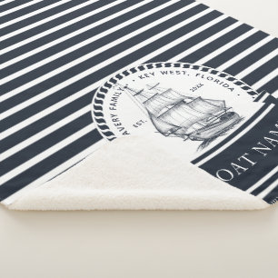 Personalized Boat Name Nautical Sherpa Blanket