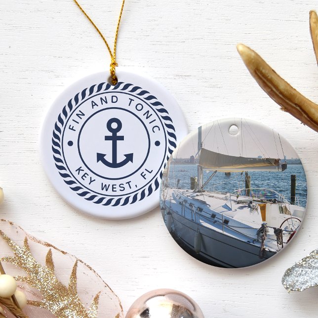 Personalized Boat Name & Photo | Nautical Ceramic Ornament (Creator Uploaded)