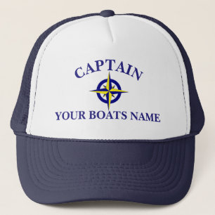 Personalized boat name ships compass captains trucker hat