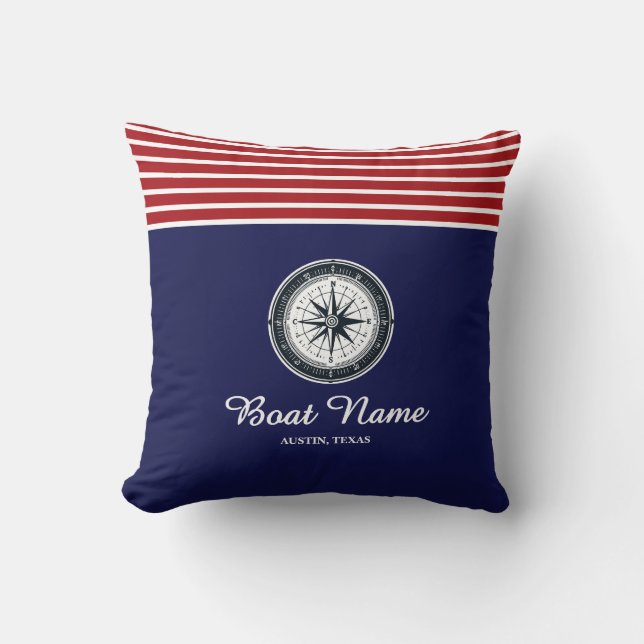 Personalized Boat Name Throw Pillow (Front)