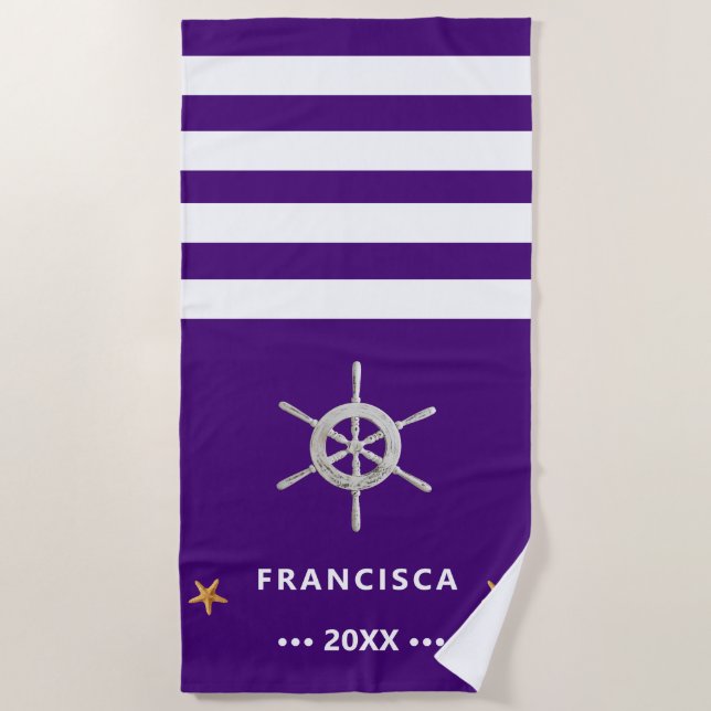 Personalized Boat Themed Beach Towel (Front)