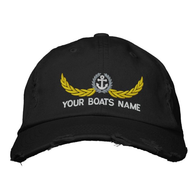 Personalized boating or sailing embroidered hat (Front)