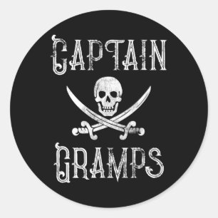Personalized Boating Pirate Gift Captain Gramps Classic Round Sticker