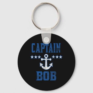 Personalized Boating Vintage Blue Captain Bob Anch Keychain