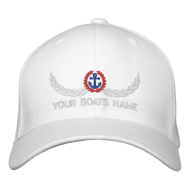 Personalized boats name sailing captains embroidered hat (Front)