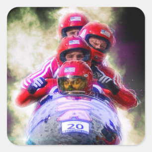 Personalized Bobsleigh Sport Photo Square Sticker