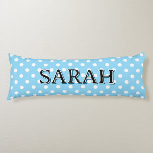 Personalized Body Pillow with white polka dots