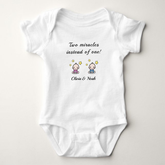 personalized bodysuit for twin babies (Front)
