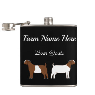 Personalized Boer Goat Farm Black Hip Flask