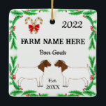 Personalized Boer Goat Farm Christmas Ceramic Ornament<br><div class="desc">Personalized Boer Goat Farm Christmas Ornament</div>