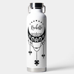Personalized Bohemian Cresent Moon  Water Bottle