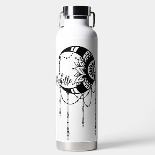 Personalized Bohemian Cresent Moon  Water Bottle