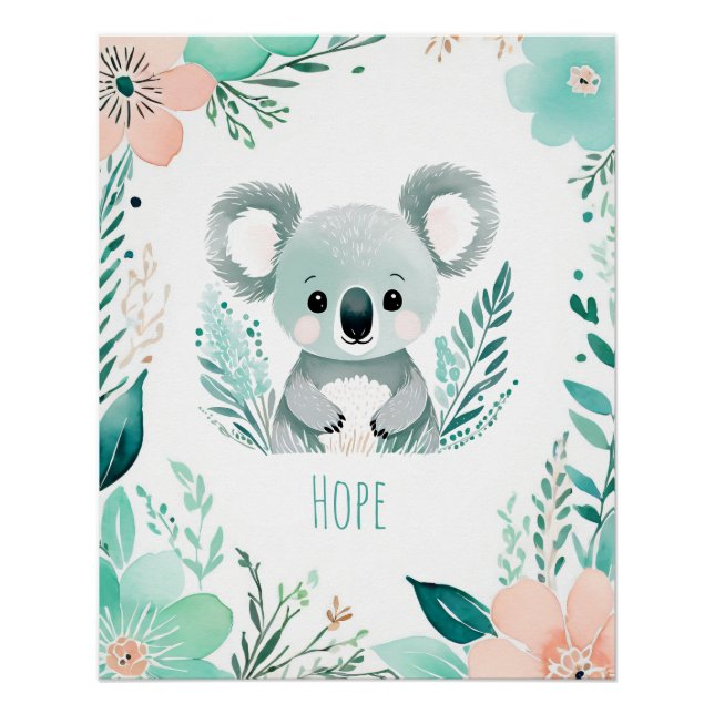 Personalized Boho Baby Poster - Koala Design (Front)