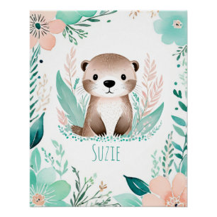 Personalized Boho Baby Poster - Otter Design
