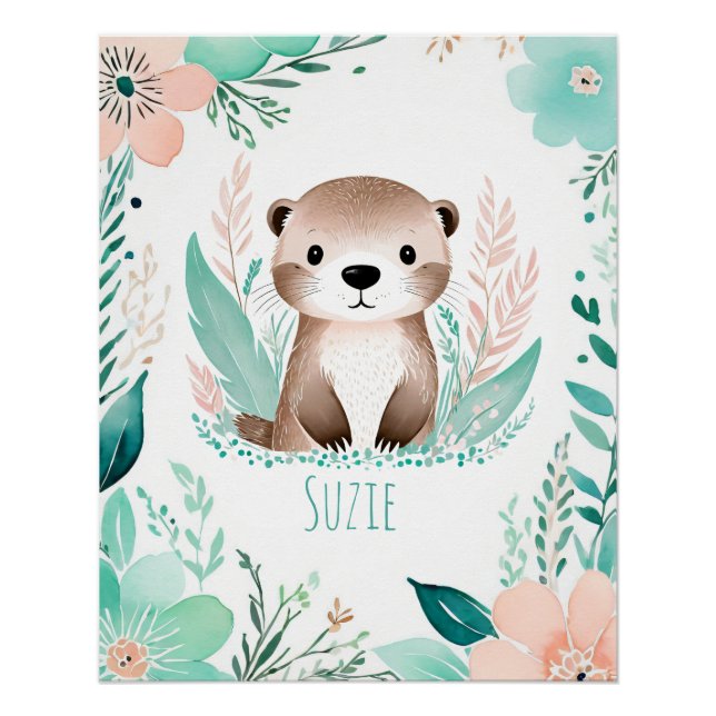 Personalized Boho Baby Poster - Otter Design (Front)