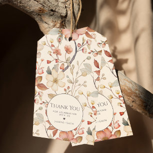 Personalized Boho Beige Cream Wildflower Thank You Gift Tags