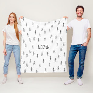 Personalized Boho black and white Fleece Blanket
