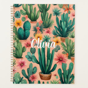 Personalized Boho Cactus Art Print Planner