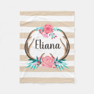 Personalized Boho Chic Antlers Fleece Blanket