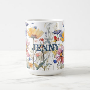 Personalized Boho Fall Wildflower Bridesmaid Gift  Coffee Mug