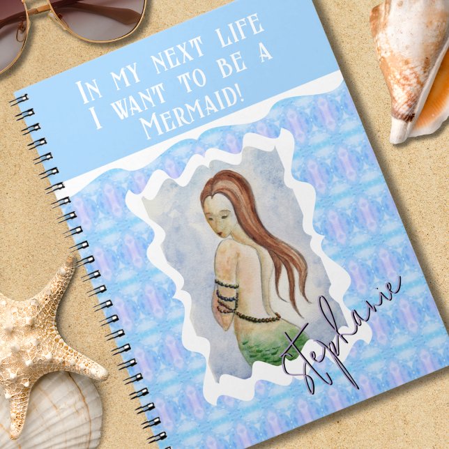 Personalized Boho Fantasy Mermaid Watercolor Notebook (Creator Uploaded)