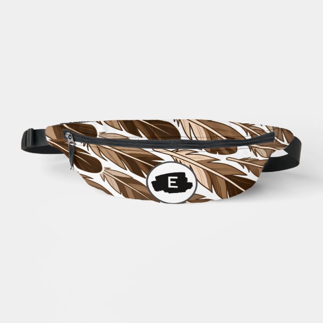Personalized Boho Feather Monogram Fanny Pack  (Front)
