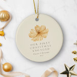 Personalized Boho Floral First Christmas Engaged Ceramic Ornament<br><div class="desc">Celebrate the joy of your first Christmas engaged with this stunning boho-inspired ceramic ornament. Featuring a soft yellow watercolor floral design, this ornament is personalized with your names and the year, creating a beautiful keepsake to mark this special milestone. The delicate flower and warm tones add a touch of bohemian...</div>