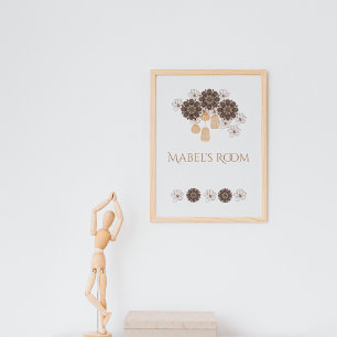 Personalized Boho Floral Girl's Monogram Poster
