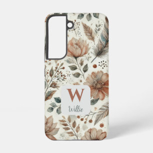 Personalized Boho Floral Monogram and Name Samsung Galaxy Case