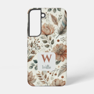 Personalized Boho Floral Monogram and Name Samsung Galaxy Case