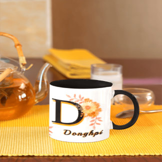 Personalized Boho Floral Mug - Custom Name & Initi