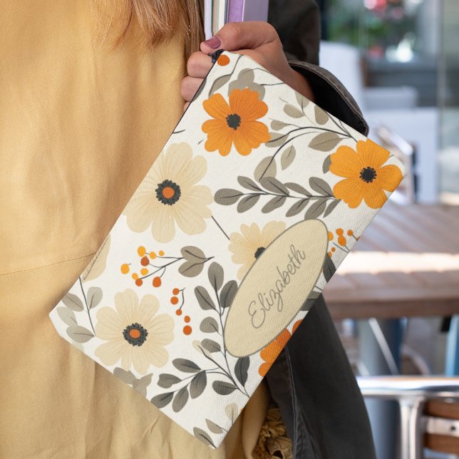 Personalized Boho Floral Pattern Accessory Pouch (Creator Uploaded)