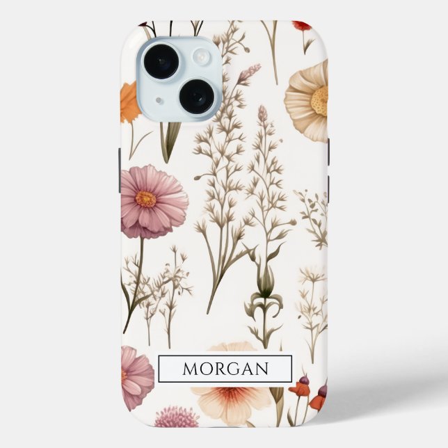 Personalized Boho Floral Wildflower  Case-Mate iPhone Case (Back)