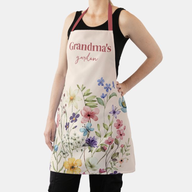 Personalized Boho Floral Wildflower Garden Apron (Insitu)