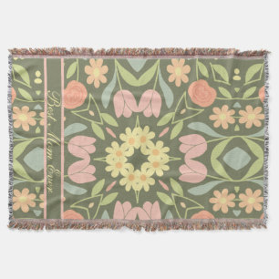 Personalized Boho Floral Woven Throw Blanket