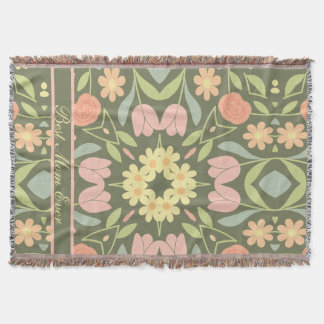 Personalized Boho Floral Woven Throw Blanket