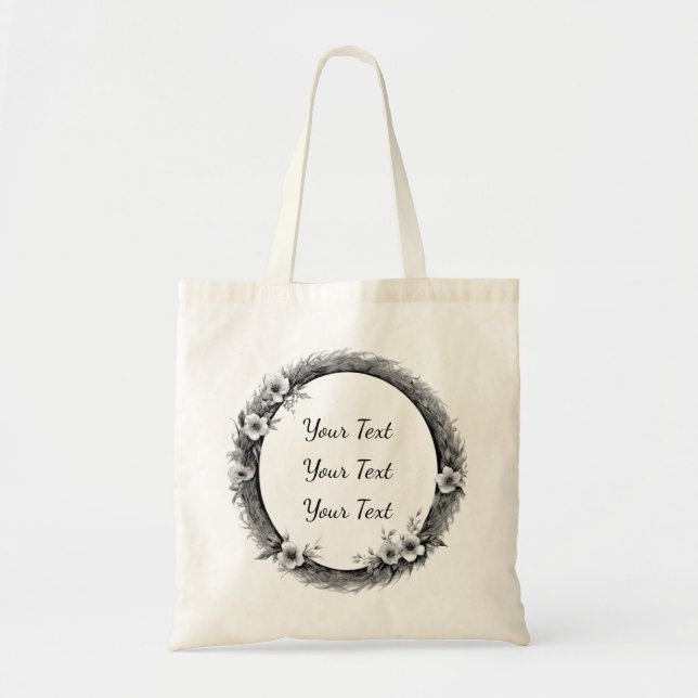 Personalized Boho Floral Wreath Tote (Front)