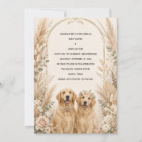 Personalized Boho Golden Retriever Wedding Invitat
