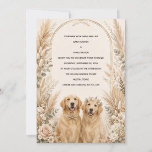 Personalized Boho Golden Retriever Wedding Invitat Invitation