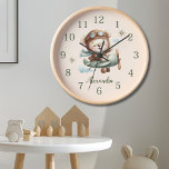 Personalized Boho Green Teddy Bear Clock<br><div class="desc">Add a touch of charm and whimsy to your child's bedroom with our Personalized Boho Green Teddy Bear Clock! This adorable clock features a delightful teddy bear design in a soothing boho green colour palette, perfect for creating a cozy and inviting atmosphere in any nursery or kid's room. Personalize it...</div>