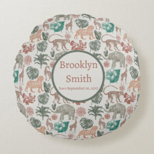 Personalized Boho Jungle Safari Round Pillow