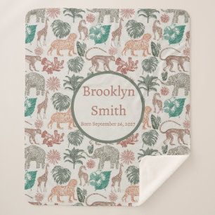 Personalized Boho Jungle Safari Sherpa Blanket