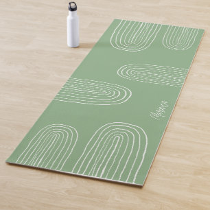 Personalized Boho Mid Century Chic Rainbow Yoga Mat