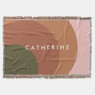 Personalized Boho Modern Earth Tone Geometric Throw Blanket